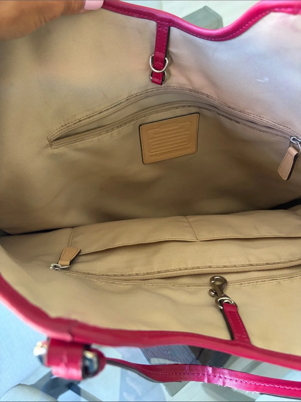 Coach Red Saffiano Leather Tote